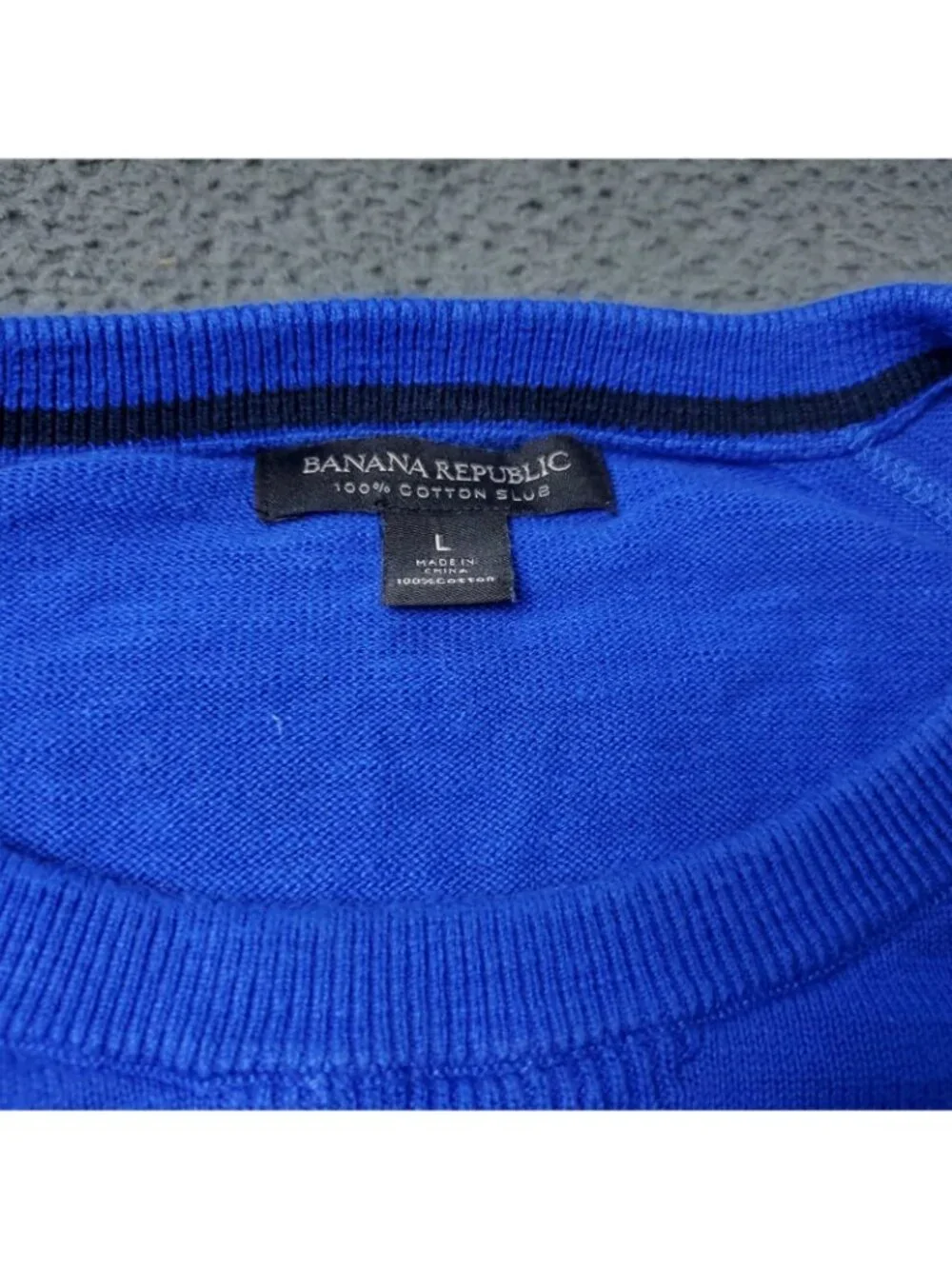 Banana Republic Sweater Mens L Large Blue Pullover Cotton Crew Neck Casual